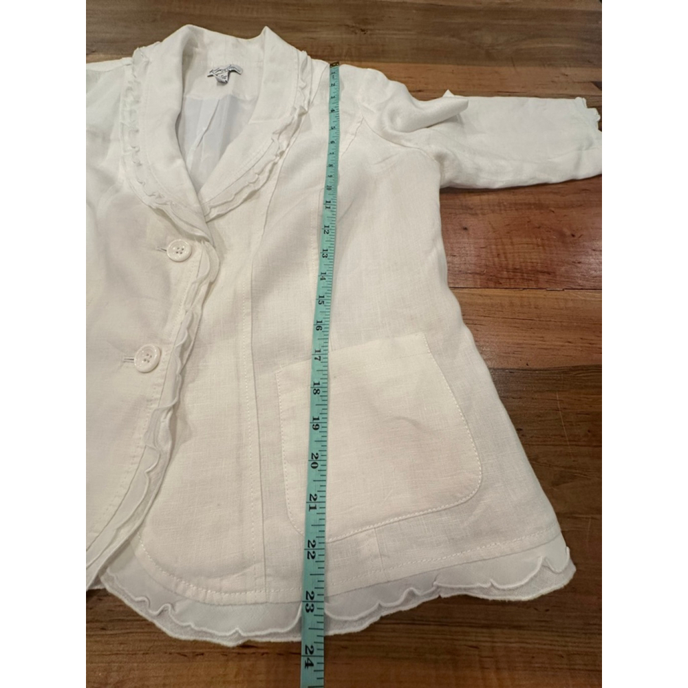 Kim Rogers Petite Linen Skirt Set White Ruffle Blazer Midi Skirt PL - Picture 16 of 16